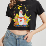 Moon Balloon Wounded Bunny Cropped T-shirt Nichesou