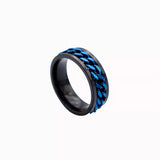 Blue Chain Stainless Steel Fidget Ring