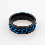 Blue Chain Stainless Steel Fidget Ring