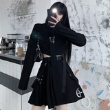 Gothic Techwear Skirt w/Buckle Strap Accessories