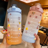 Color Gradient Time Marker 2L Straw Water Bottle