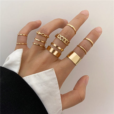 Classic Gold Band and Chain 10pc Set