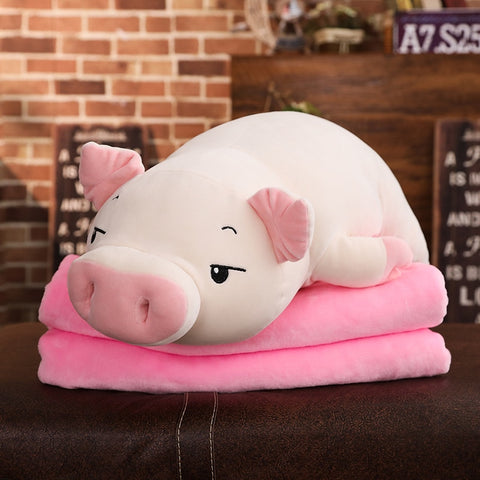 Funny Face Mochi Lying Pig Plush Pillow (White)