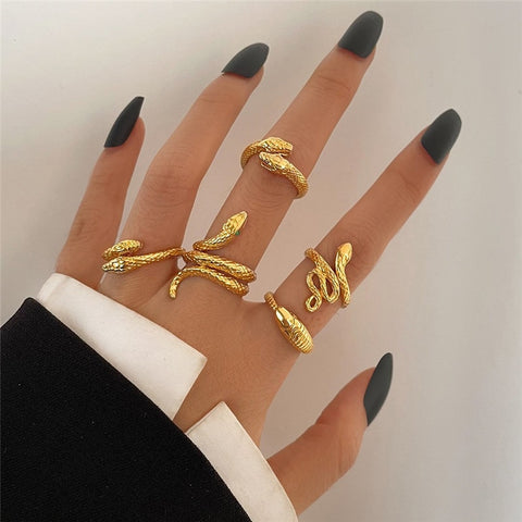 Golden Snake Ring Set